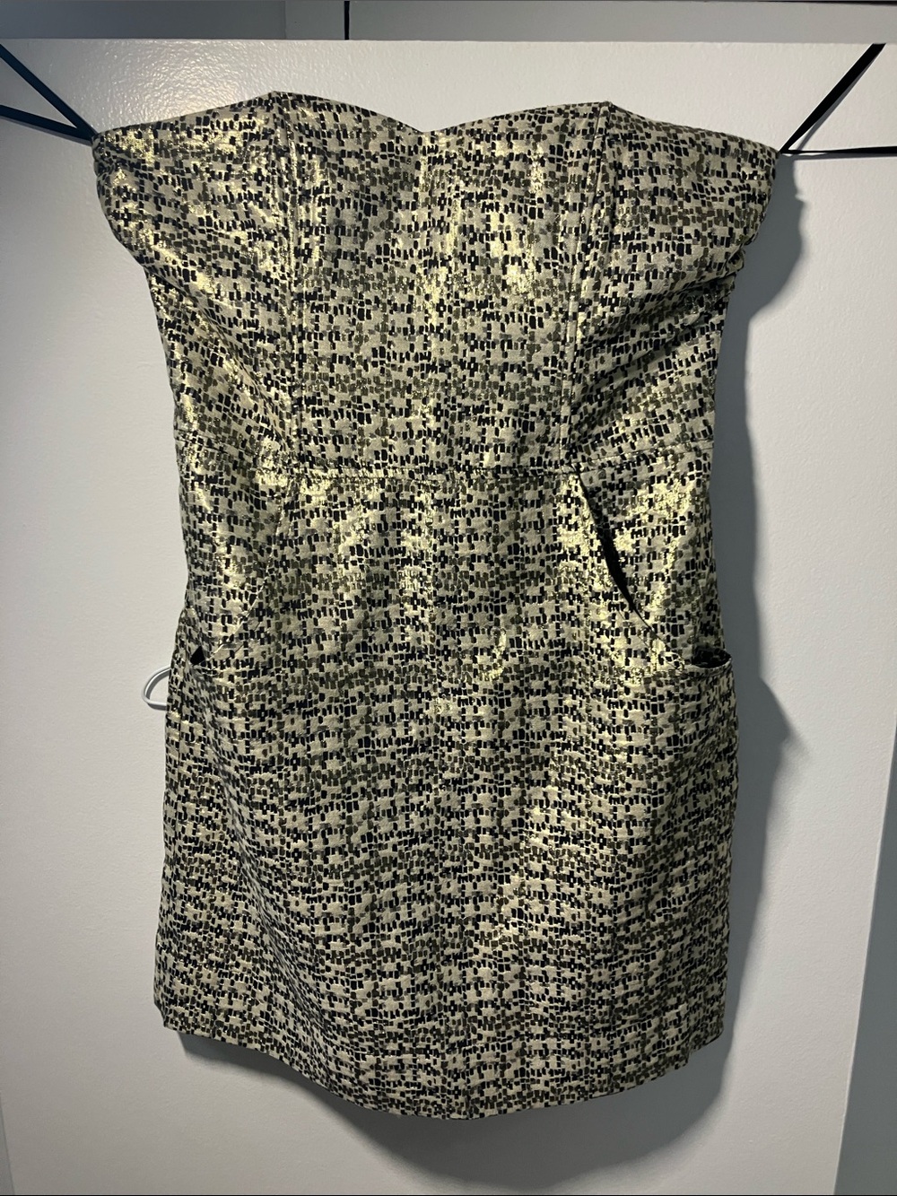 H&M Strapless Metallic Black and Gold Camisole Dress